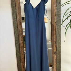 Birds Grey bridesmaids dress (slate blue)